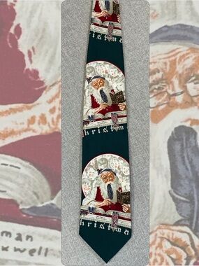Norman Rockwell Christmas Tie Saturday Evening Post Santa Expense Book Necktie